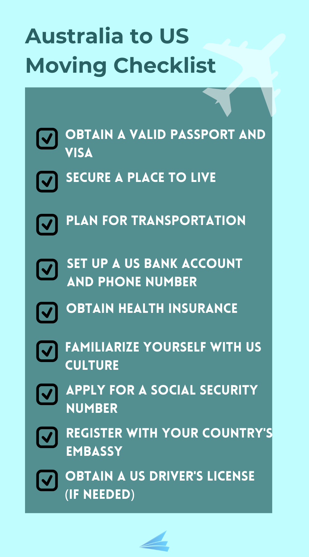 Australians moving to the USA checklist